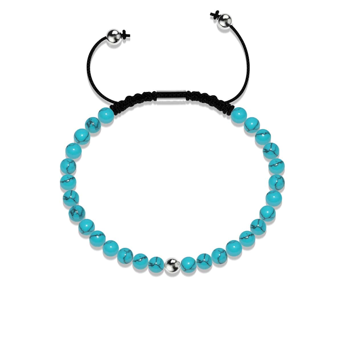 Türkis | 925er Sterlingsilber | Makramee-Armband mit Fokus-Edelstein